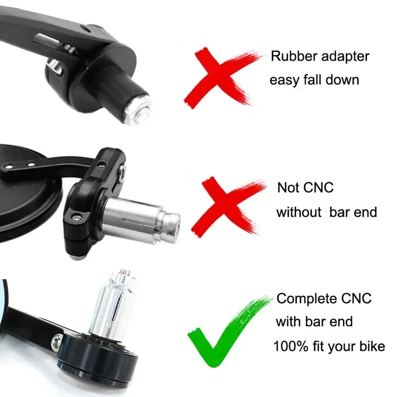 For Royal Enfield Bullet/Meteor/Classic 350 500 650 Interceptor CNC Motorcycle Bar End Mirrors Retro Handlebar Tip Rearview