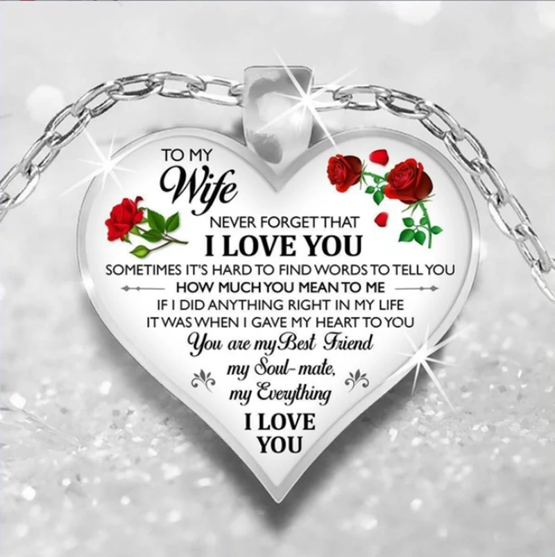 Romantic To My Mom Heart Necklace Epoxy Inspirational Necklaces For Mother Jewelry Birthday Gifts