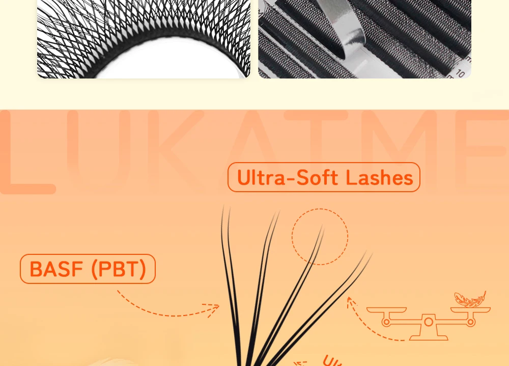LUKATME Doppelte 4D Doppelte 3D Wimpernverlängerungen Vorgefertigte Volumenfächer 6D 8D Wimpern 7-14mm Mega-Volumen W-Form Faux-Nerz-Wimpern – Detail 5