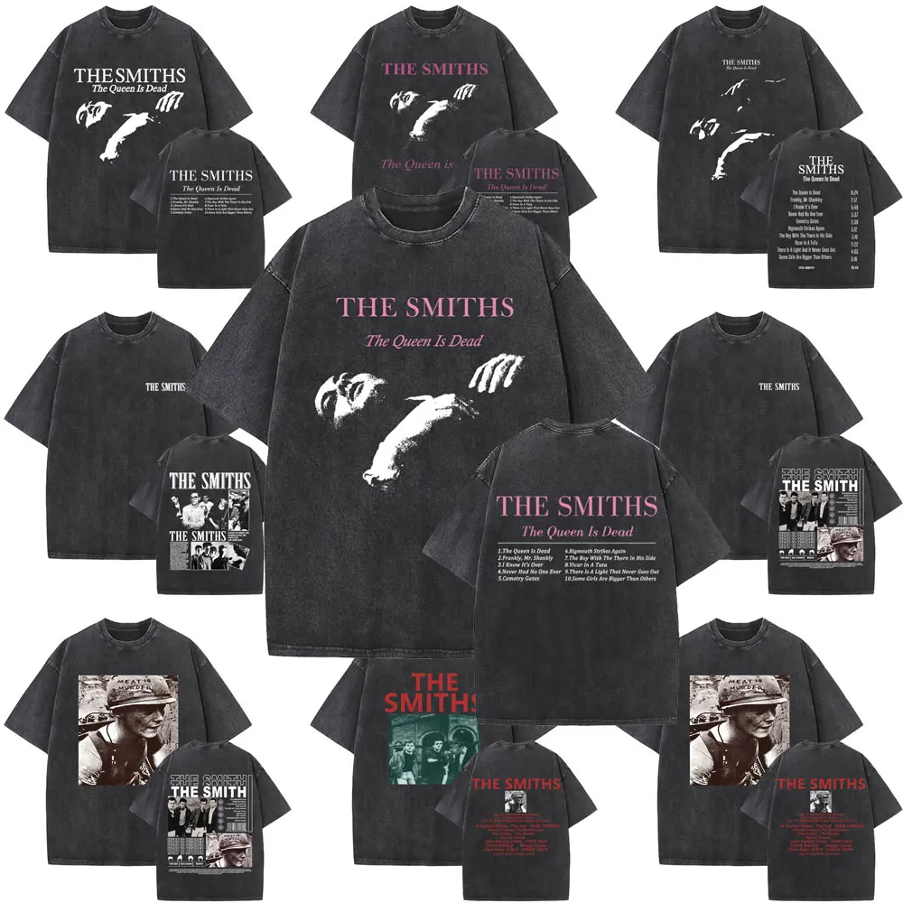 The Smiths The Queen Is Dead Vintage Washed T-shirt 1980's Indie Morrissey T-shirts Men Women Gothic Rock Oversized Tees Tops