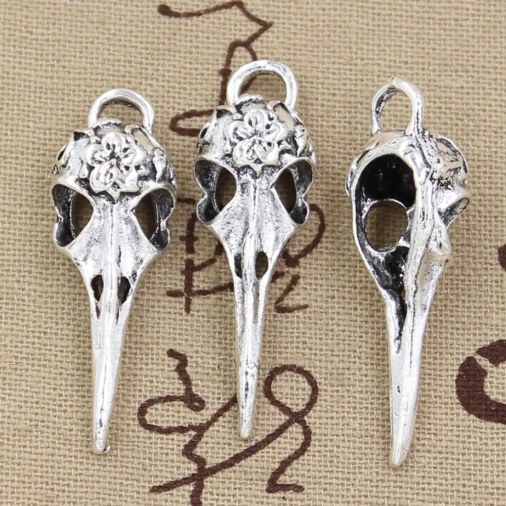 8pcs Charms Skeleton Bird Dagger 41x12mm Antique Bronze Silver Color Pendants Making DIY Handmade Tibetan Bronze Jewelry
