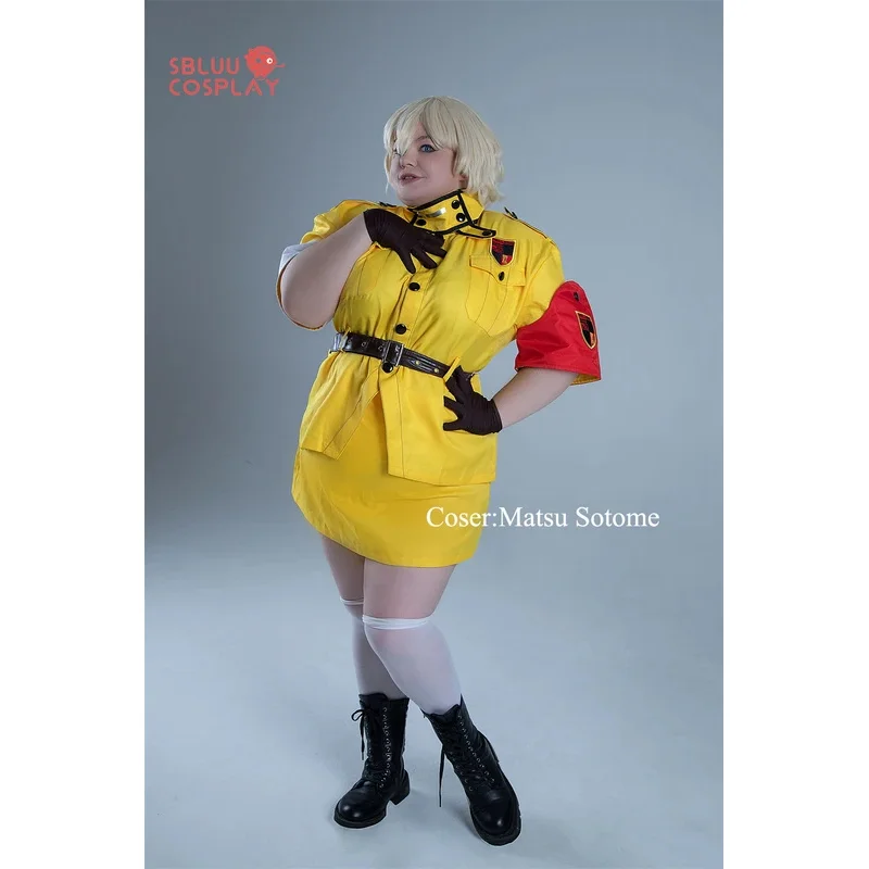 DY20SBluuCosplay Аниме Hellsing Seras Victoria Косплей Костюм Желтая форма с носками на заказ Любой размер25