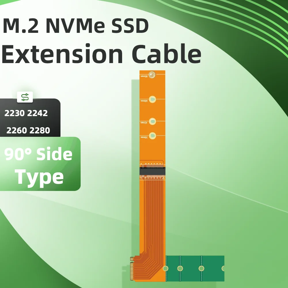 M.2 NVMe SSD Extension Cable 90 Degree Side Type Support 2230 2242 2260 2280 M.2 NVMe Hard Disk Extension Cord