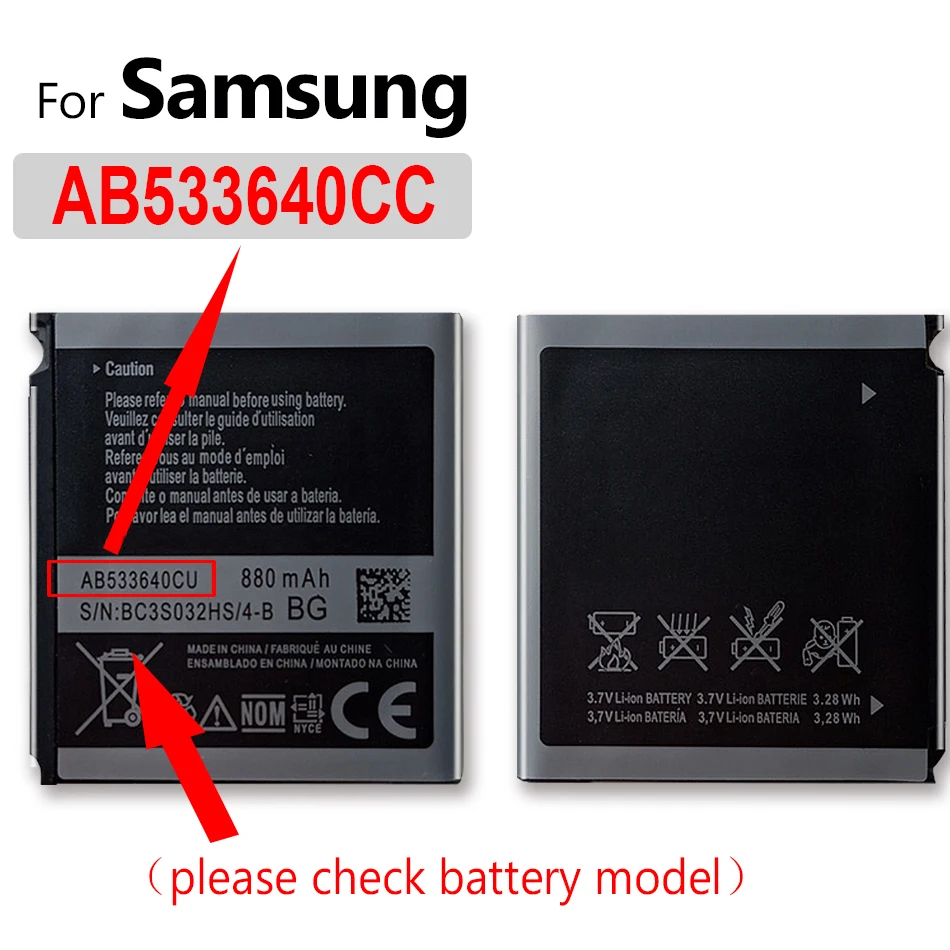 AB483640BU Battery For Samsung J600 J608 B3210 C3050 E740 E748 F110 F118 F619 G618 EB-BG530CBE EB-BJ120CBE EB494358VU B100AE