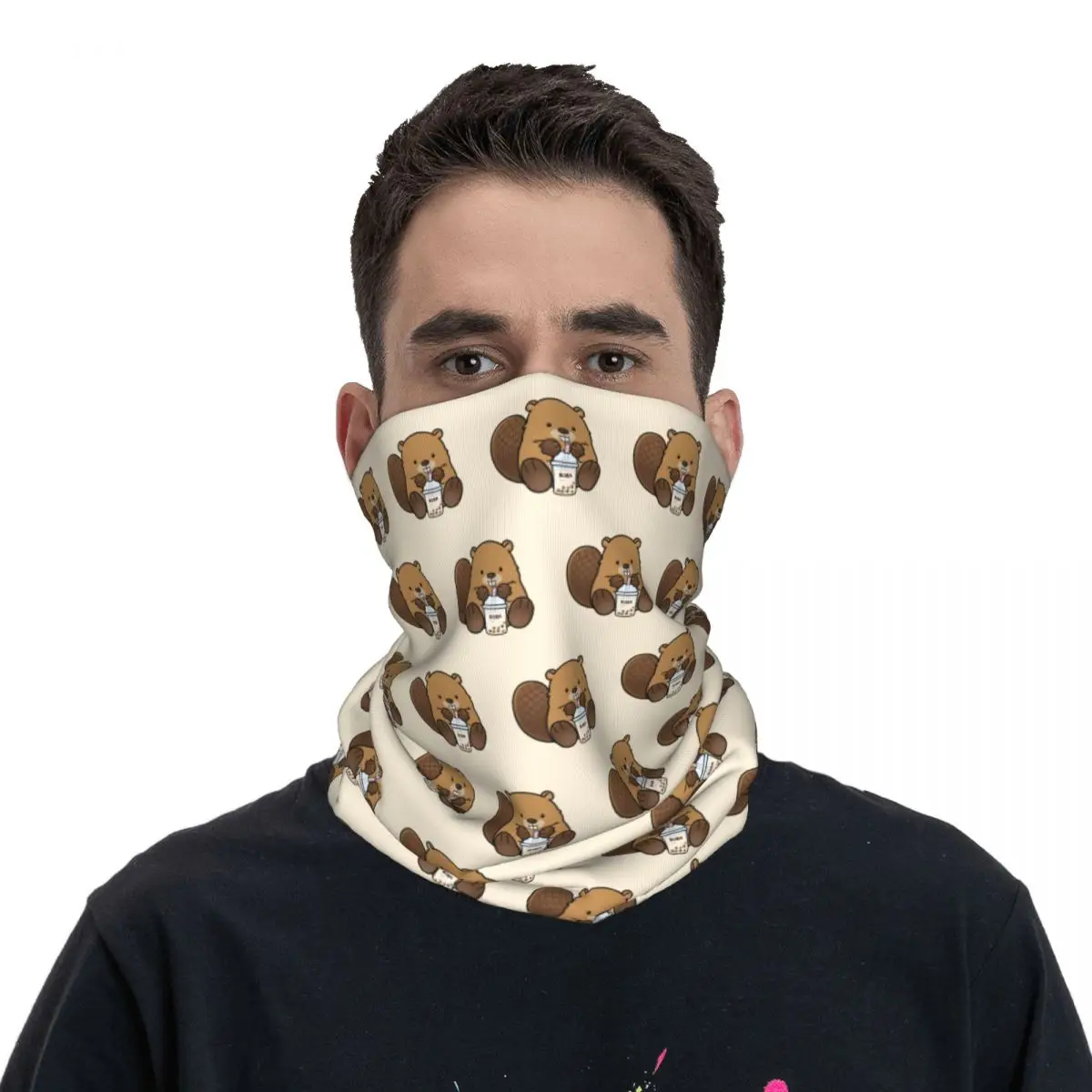 Castor Boba Pasamontañas transpirable Unisex para adultos, Bandana con pegatina para el cuello