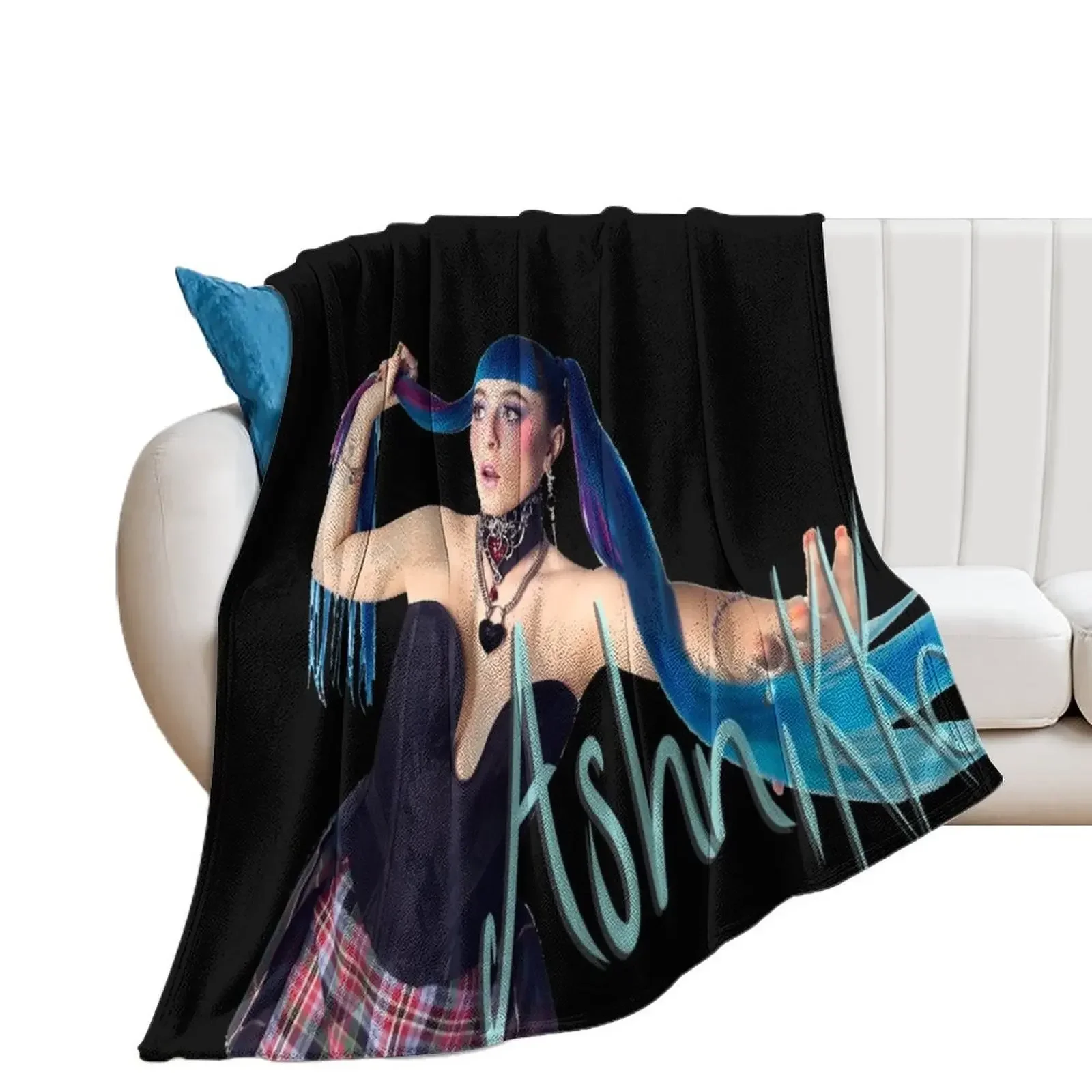 Ashnikko Demidevil Throw Blanket Hair Personalized Gift Plaid on the sofa Blankets