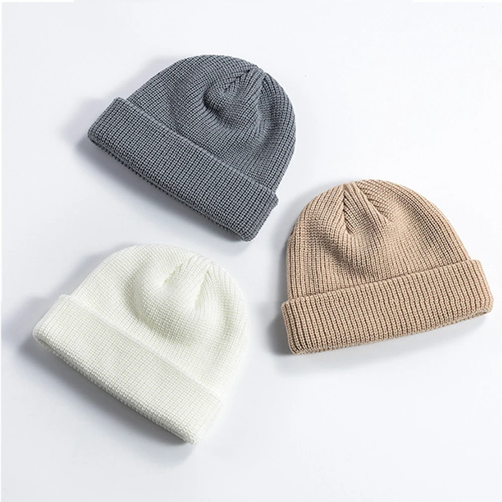 Winter Warm Beanies Casual Short Thread Hip Hop Hat Adult Men Female Wool Knitted Skull Cap Elastic Unisex Melon Cap Women Male