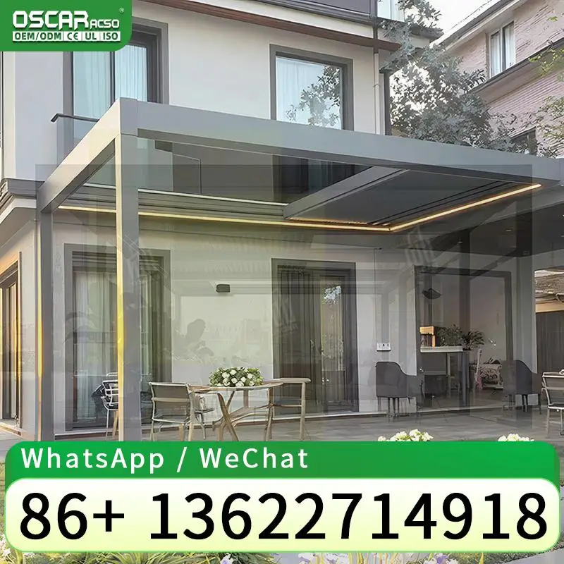 Custom 6x4 Aluminium Manual Pergola with Remote Control and Sliding Glass Doors Bioclimatic Sun Shade for Garden Patio Backyard