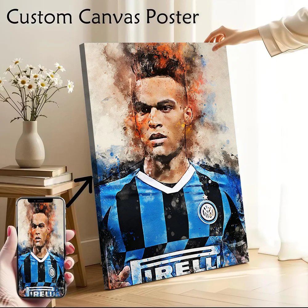 Lautaro Martinez Canvas Poster Customizable Printed Canvas Painting Wall Art for Fans Living Room Decorations Bedroom Decoration