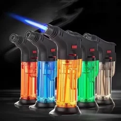 Outdoor Portable High Temperature Welding Gun Butane Gas Torch Lighter Transparent Gas Window BBQ Kitchen Turbo Cigar Lighters