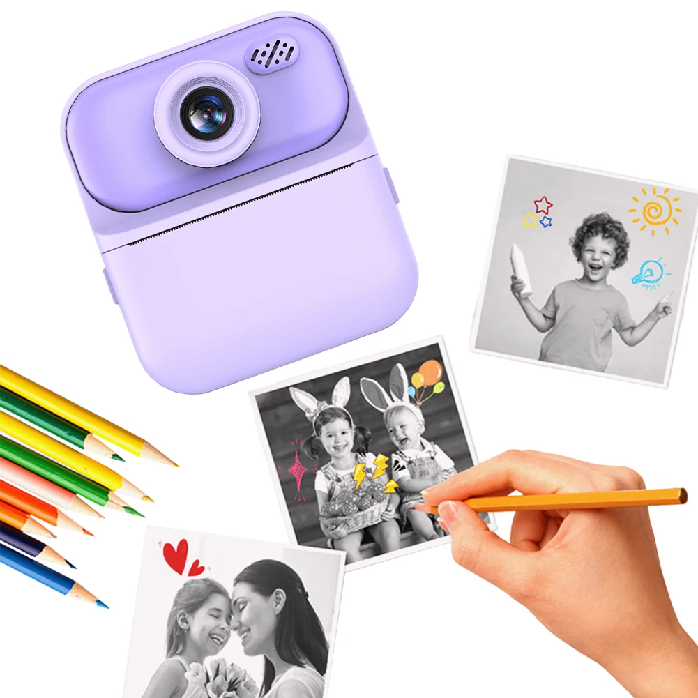 

Камера с мгновенной печатью Цифровая камера HD 2,4 дюйма для фотографии (фиолетовая)