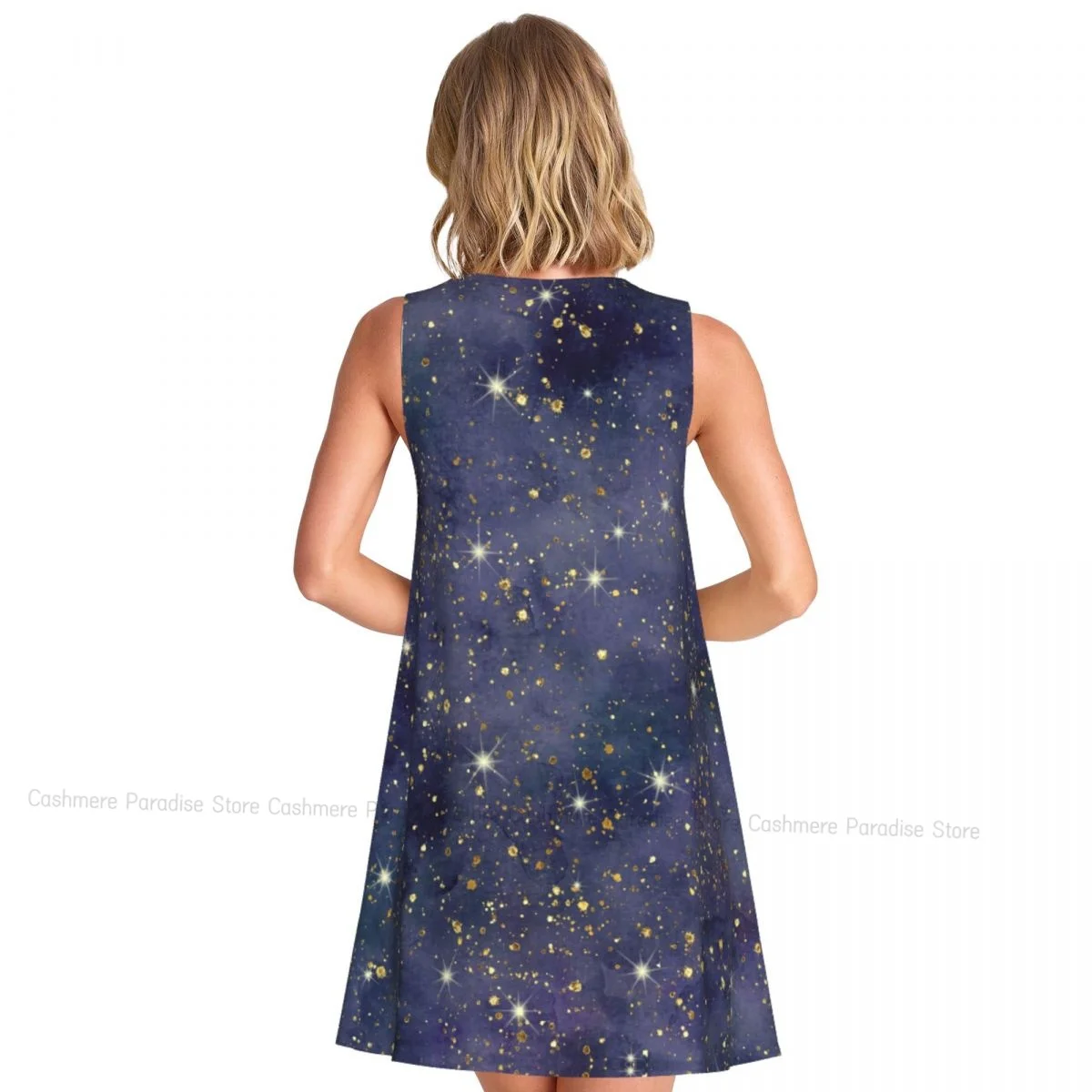 Robes d'été pour femmes, t-shirt de plage, sans manches, abstrait, aquarelle, Indigo, ciel spatial, décontracté, ample, débardeur, 2025