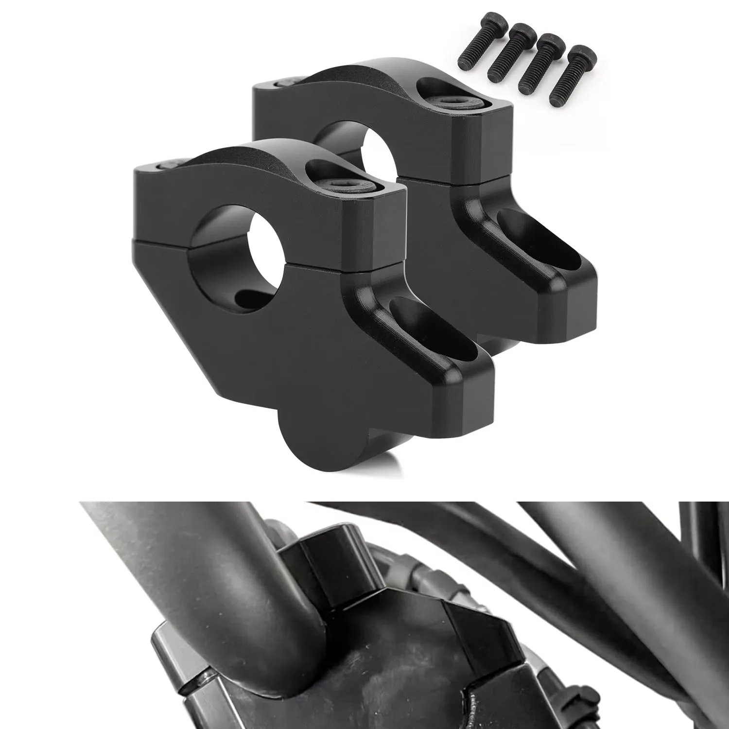 

22mm 7/8" Brand-New Black Handle Bar Mount Risers Offset Extend Raised For Honda Grom MSX125 Kawasaki KLR650 Yamaha FZ1 Z8