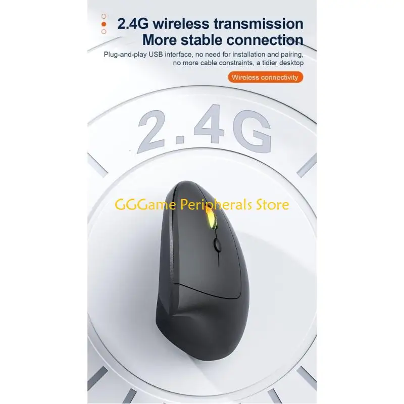 U55B Ergonomic Mouse Vertical Wireless Mouse 2.4GHZ Quiet Mouse 1600DPI for Laptop Computer Desktop Accessories