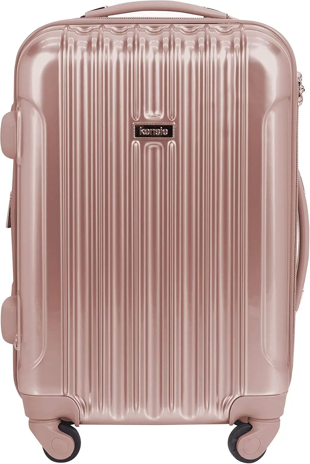 

20-Inch Expandable Carry-On Luggage with TSA Lock and Spinner Wheels in Rose Gold