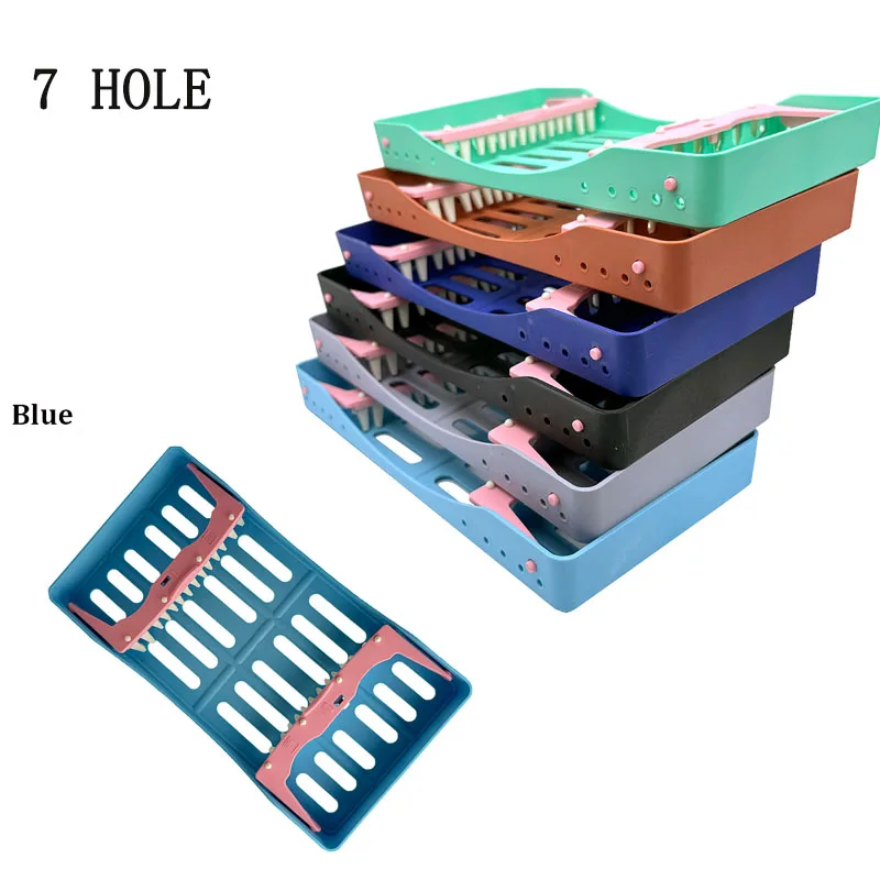 

7Hole Dental Sterilization Box Lm Resin Filler Spatulas Instrument Placing Case Disinfection Tray Dentistry Placement Rack Tools