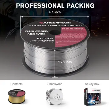 ARCCAPTAIN 無氣焊絲藥芯焊絲 0.8 0.9mm 1卷 1公斤 E71T-GS MIG焊機配件,適用於MIG焊接 10 最佳銷售 熔焊絲 - №9