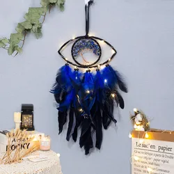 Evil Eye Dream Catcher For Bedroom With Lights Wall Hanging Dream Catchers Witch Dark Decor Gothic Wall Dreamcatchers Craft Gift