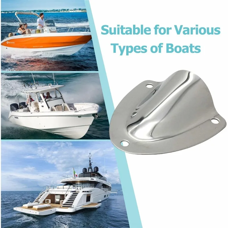2PCS Marine Boat Clam Shell Vent Cover 304 Stainless Steel Mirror Polished Wire Hose Hole 3 #6 Holes for 1-1/4