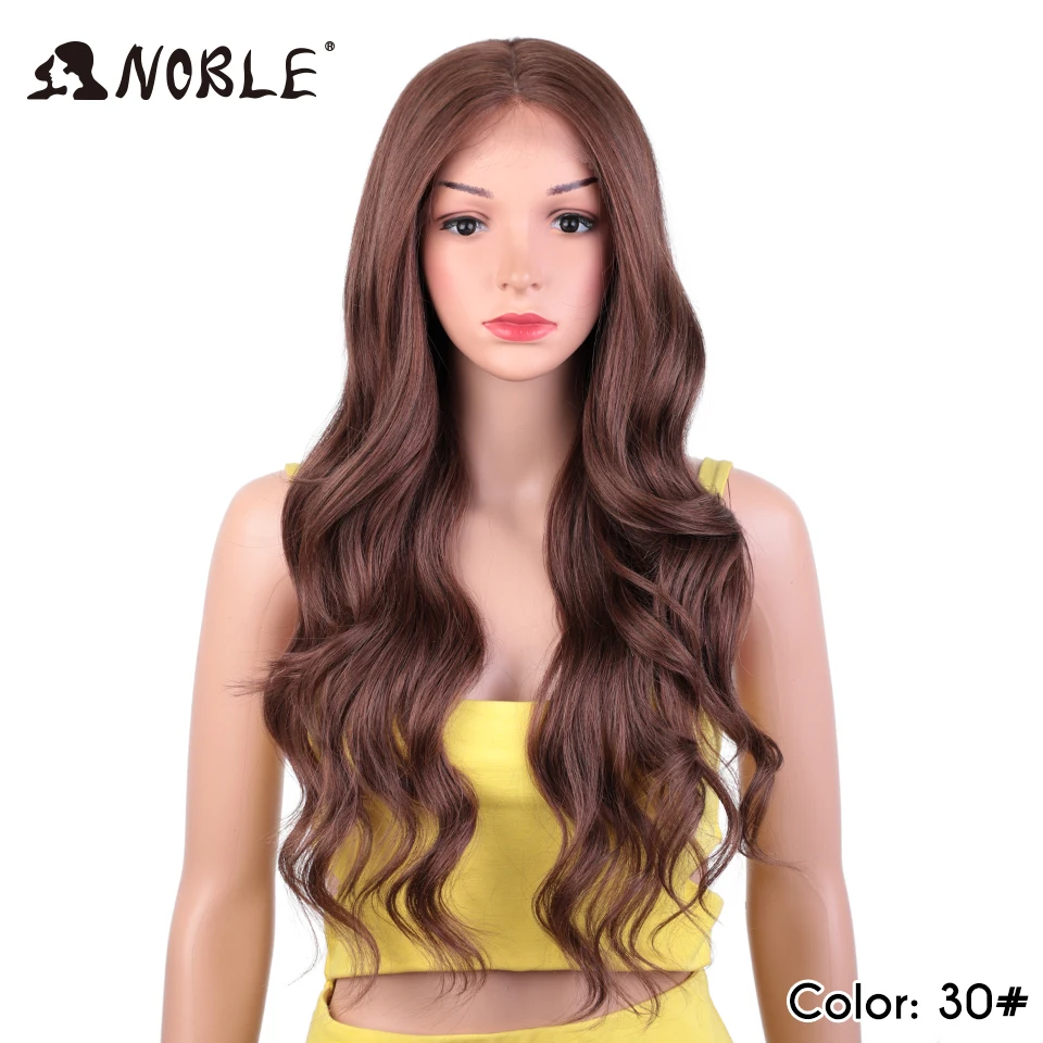 Edle Lace-Front-Perücke, synthetisch, 28 Zoll, mit honigbraunen Highlights, gewellte Perücke, blonde Perücken für Damen, Lace-Perücke, synthetische Lace-Front-Perücke. – Detail 14