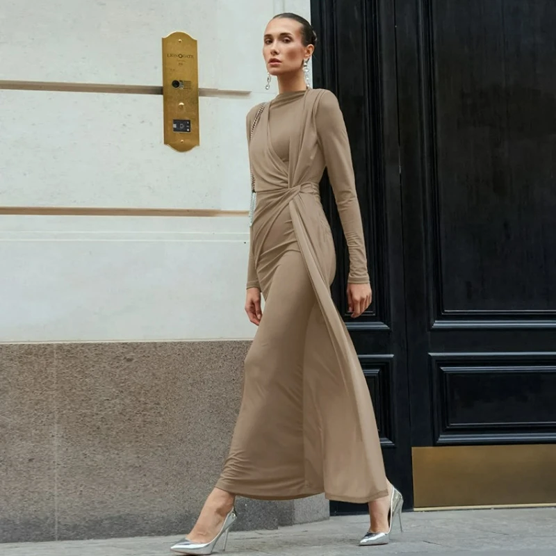 

Осень 2026, новый модный дизайн, смысл, текстура, талия, утягивающее вечернее платье, элегантное темпераментное французское длинное платье, женская