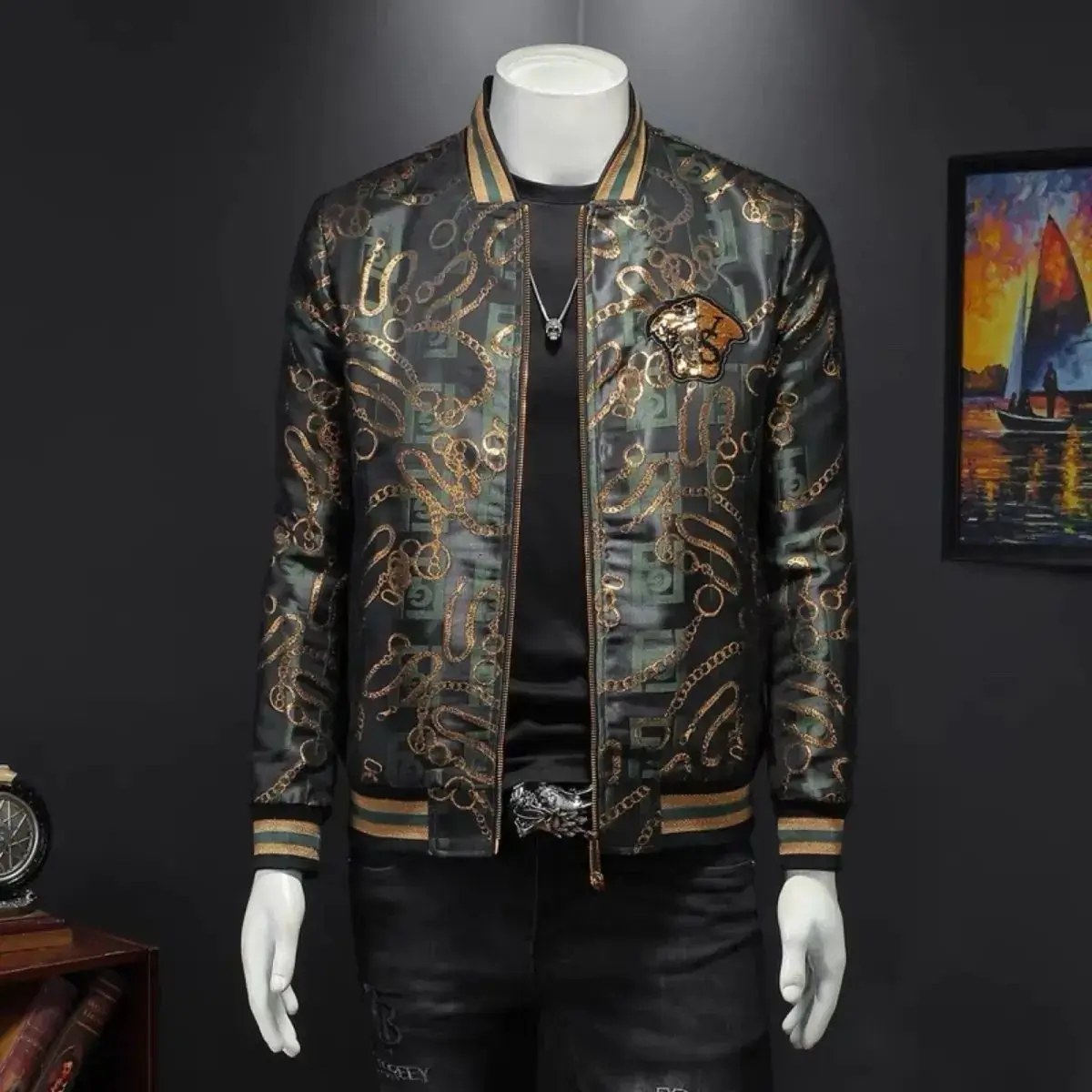 Jacket slim stitching business new high-end fashion handsome jacket