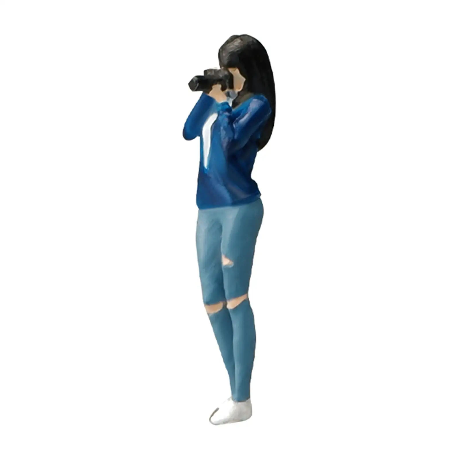 Diorama Figure Character Female Photographer for Desktop Ornament Architecture