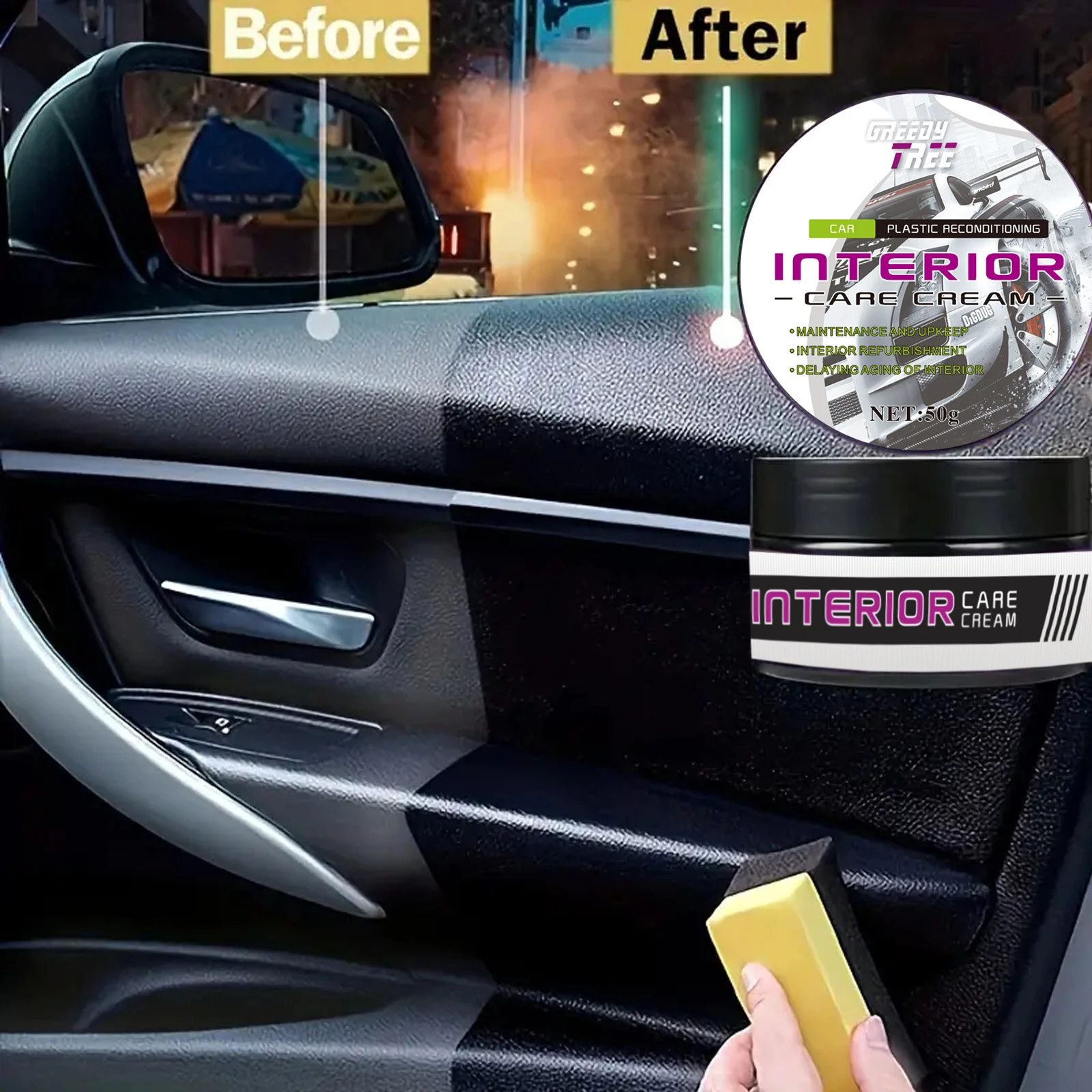 Interior plastic repair wax, car dash wax repair agent, leather sofa seat care, car maintenance and interior decoration products