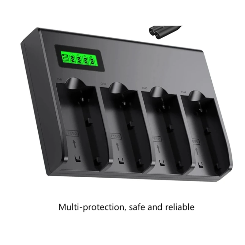 4-Channel Battery Charger With LCD Display For Sony NP-F970, NP-F960, NP-F770, NP-F750, NP-F570 Camera Battery