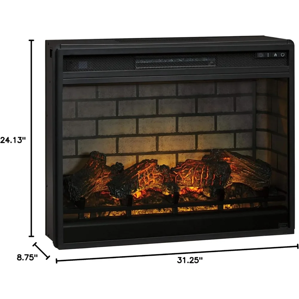 Signature Design by Ashley 30 Electric Fireplace Insert with LED, Remote Control, 7 Temperature and 5 Brightness Settings, Black