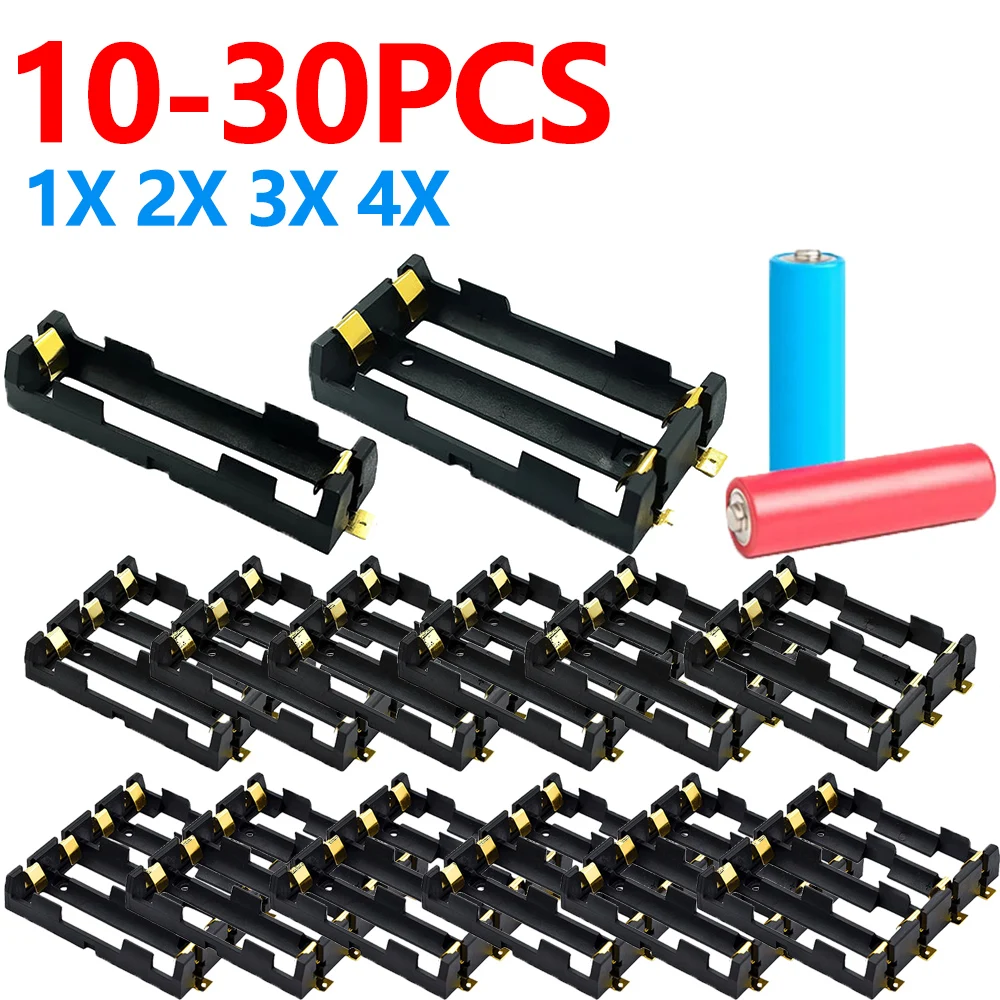 10-30pcs 18650 Battery Holder 18650 SMD Battery Box With Bronze Pins Rechargeable Storage Case Container Battery Clip Holder