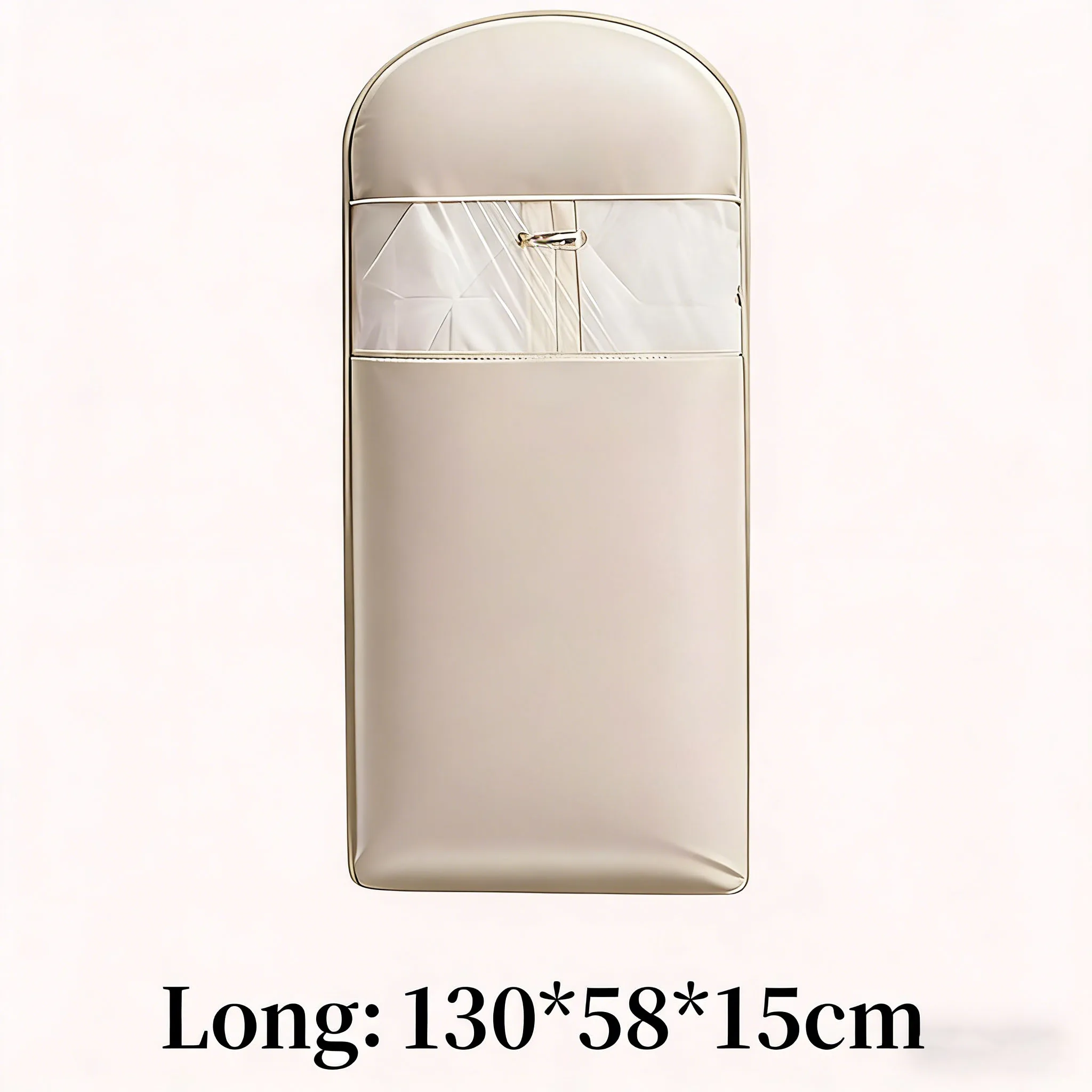 Beige compressie-ophangzak, 40% ruimtebesparende vacuümafdichting, doorzichtige opbergruimte met duurzame ritssluiting voor winterkleding