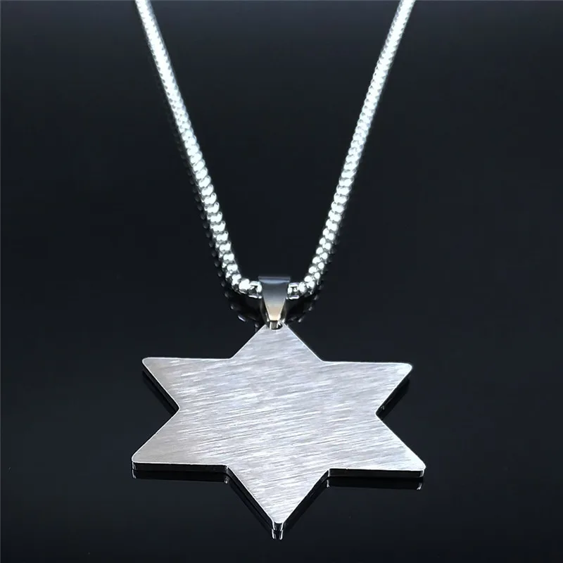 Hexagram Pendant Necklace for Women Men Stainless Steel Star of David Solomon Powerful Protection Amulet Jewish Jewelry N539