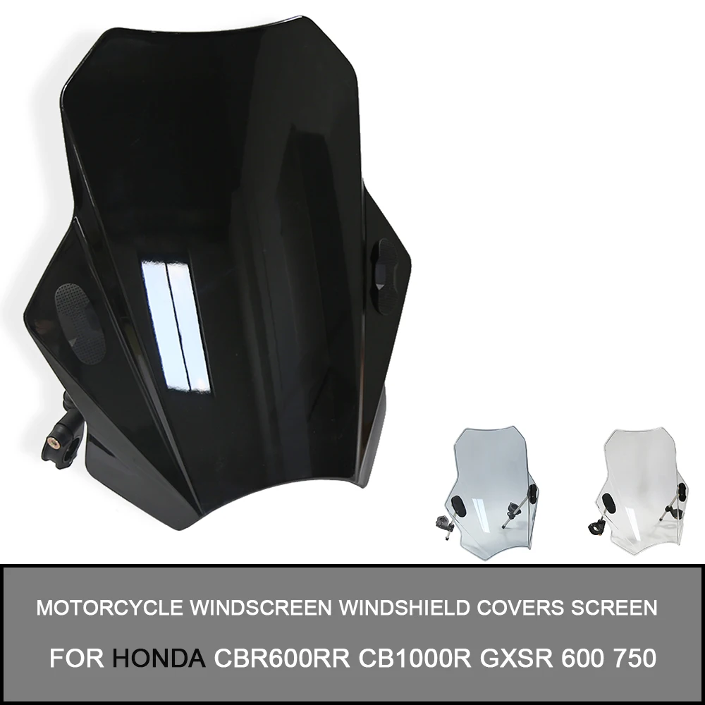 

Universal Motorcycle Windscreen Windshield Covers Screen Smoke Lens Motorbikes Deflector For HONDA CBR600RR CB1000R GXSR 600 750