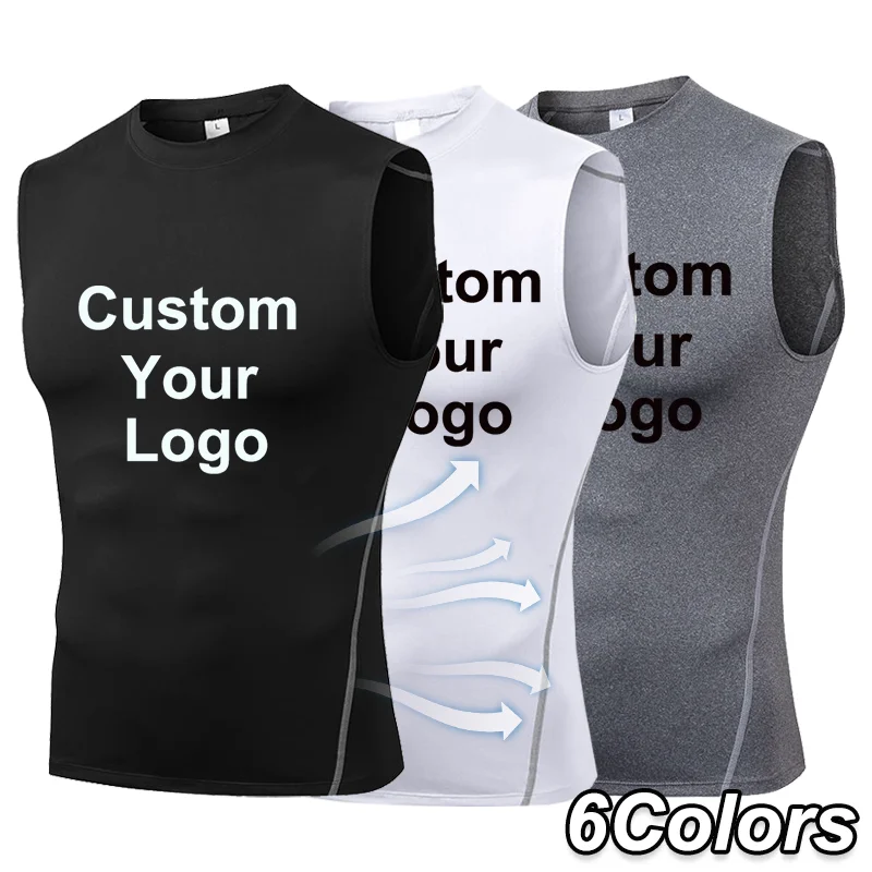 

Men's Custom Your Logo Tank Top Sports Breathable Tight Bottom Sports Tank Top