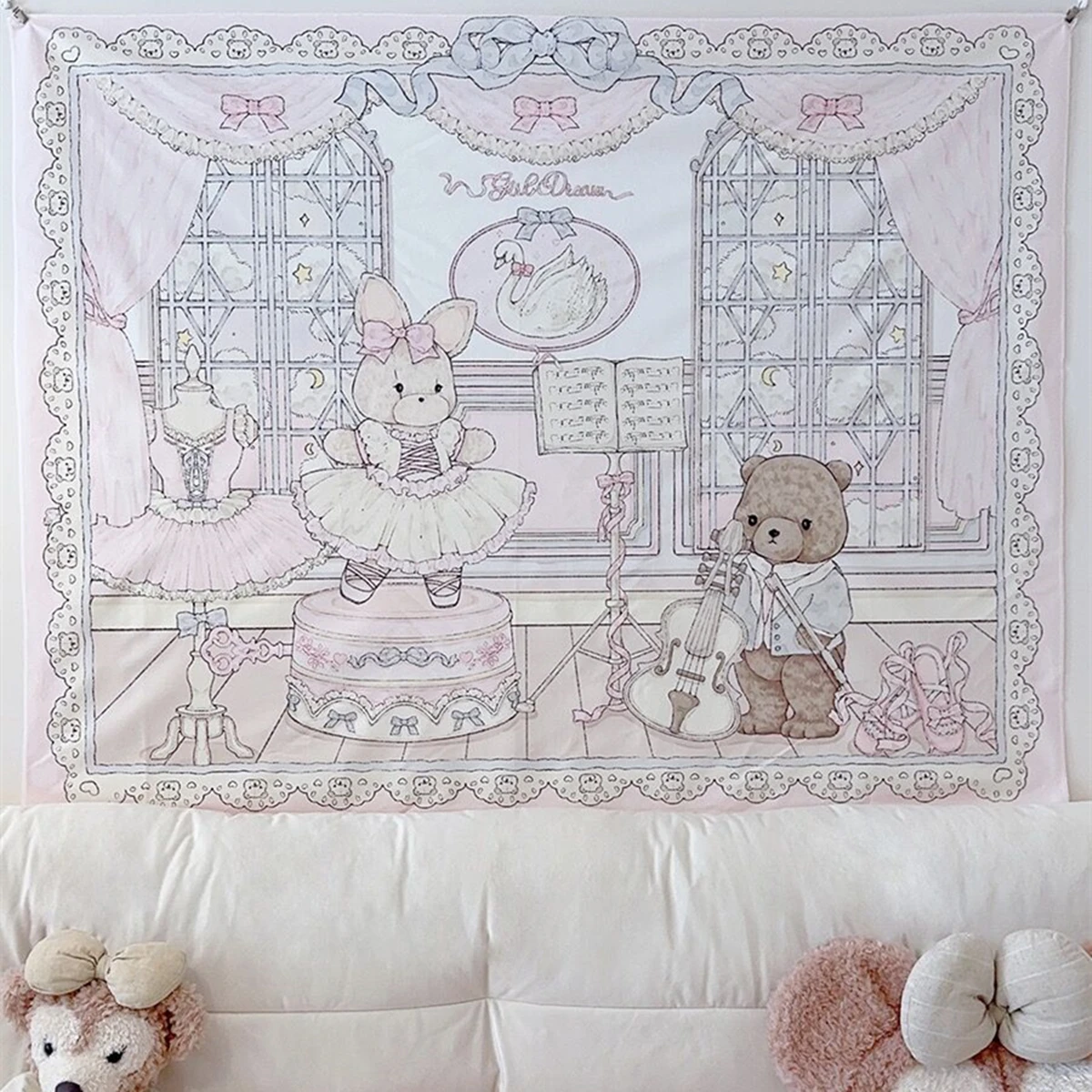 

Kawaii Wall Hanging Tapestry for Girl Room Decoration, Hanging Cloth, Photo Props, Background Cloth, Ins Style