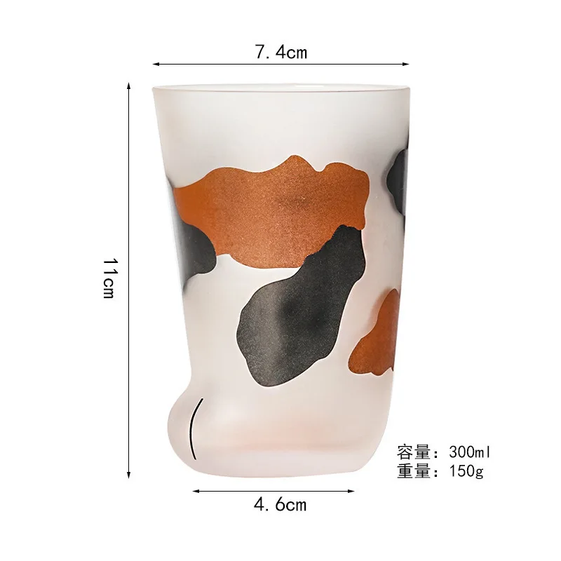 Animals Glass Cup 300ML Creative Cute Cartoon Cat Paw Water Bottle Milk Juice Frosted Drinking Cold Drink Mug Coffee Cup