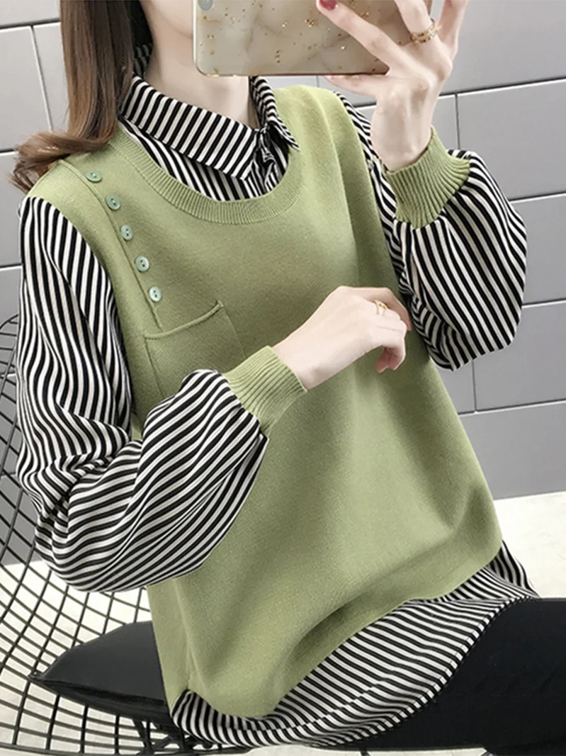 

Женский свободный трикотаж с воротником irt, верхняя одежда Ne Long Sve, осень-зима, модный, прямой крой, цельный цвет