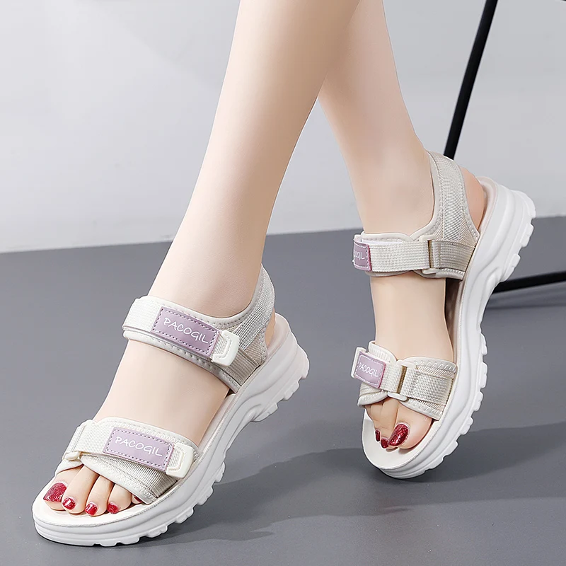 Women Sandals Soft Stitching Ladies Sandals Comfortable Flat Sandals Women Open Toe Beach Shoes Woman Footwear Sandalias Treking