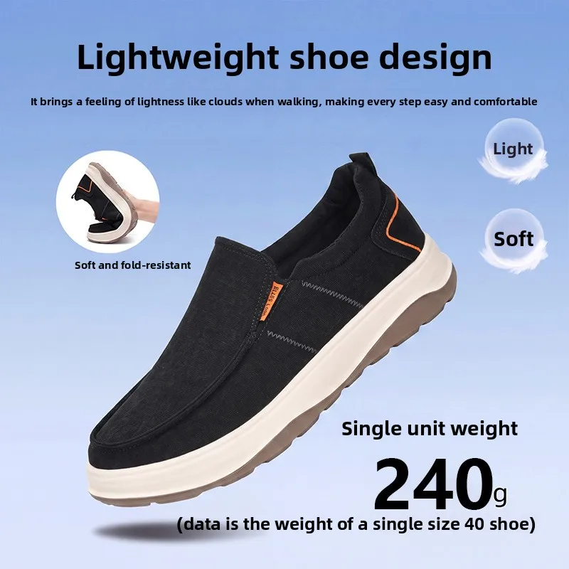 Men Washed Canvas Slip‑On Casual Shoes Lightweight Thick‑Sole Breathable Non‑Slip Comfort Walking Shoes For Daily Outdoor