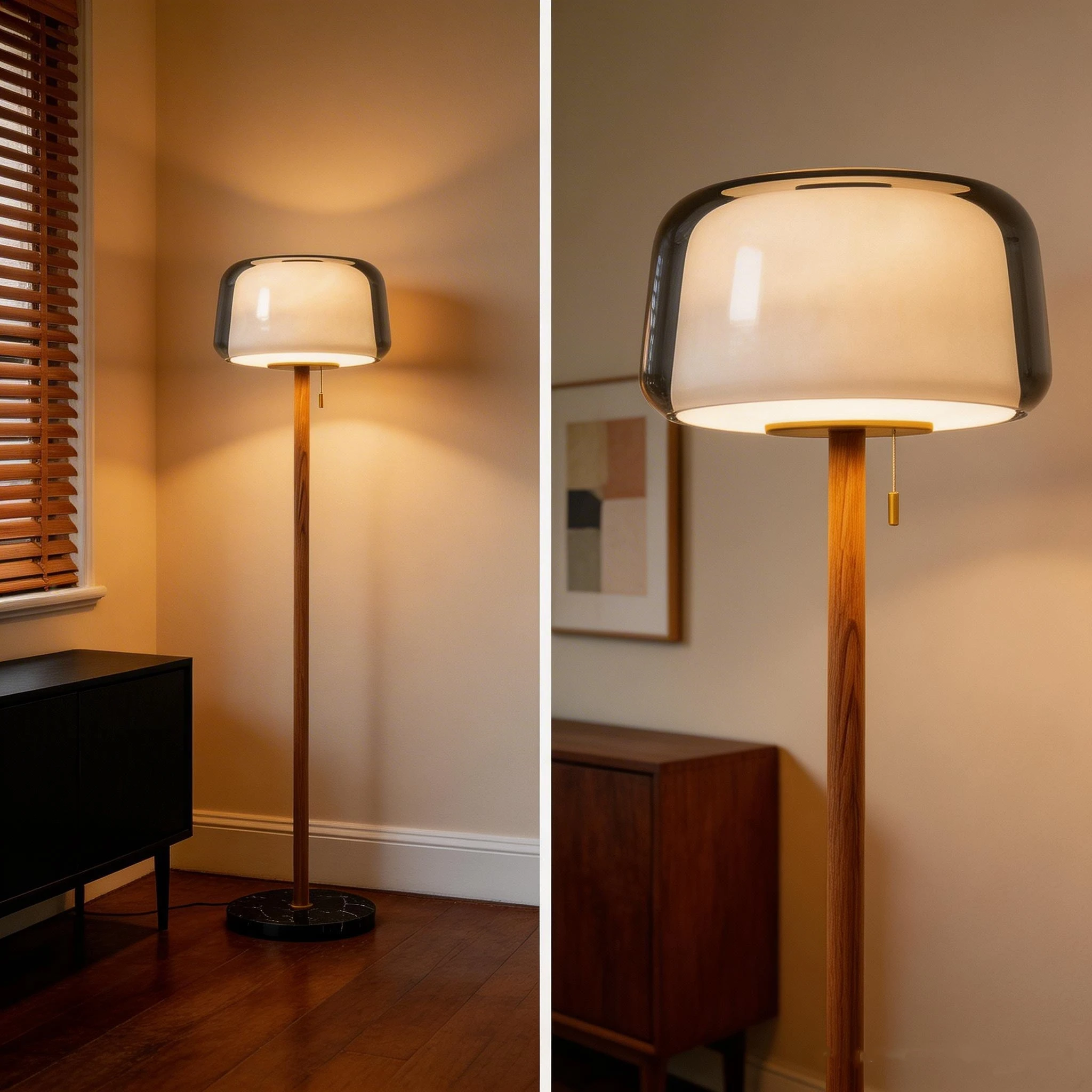 

Creative Double Glass Floor Lamp Simple Sofa Marble Base Floor Lighting Living Room Study Bedside Lamp LED Reading Floor Light