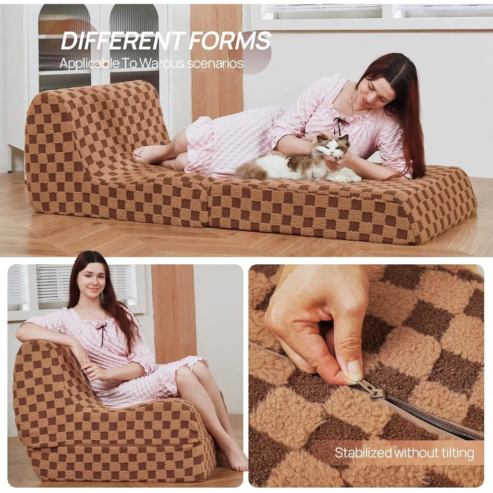 Bean Bag Chair for Adults, Folding Sofa Bed, Convertible Sleeper Lounge Chair, Full Foam Filling Comfy Floor Sofa, Folding Chair