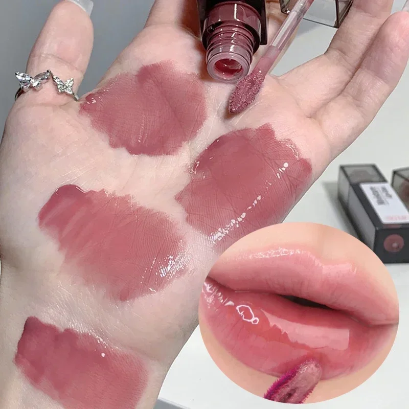 Mirror Jelly Lip Gloss Transparent Liquid Lipstick Moisturizing Water Waterproof Lasting Glossy Red Tint Lips Makeup Cosmetics