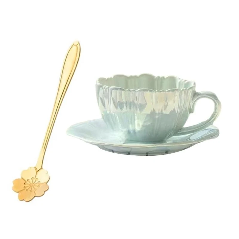 Innovative Flower Marked Cup Ceramic Unique Drinkware Petals Ceramic Coffee Cup Suitable for Home Office Coffee Shops X3UC