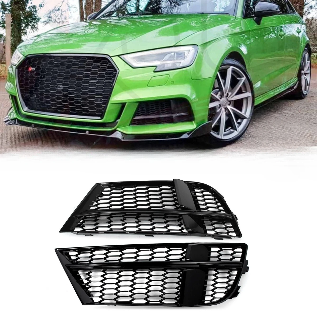 Fog Light Lamp Cover Grille Lower Grill For Audi A3 S3 2017 2018 2019 8V3807681AB 8V3807682N Car Left/Right Front Bumper