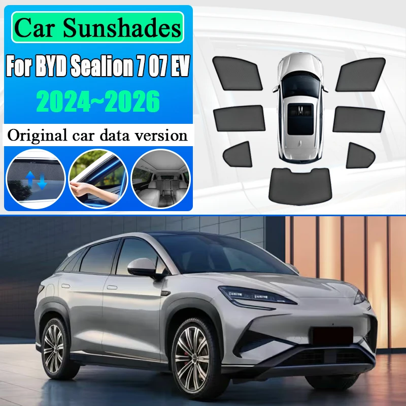 

Anti-UV BYD Sealion 7 07 EV 2024 2025 2026 Sun Shades Windshield Side Window Magnetic Sunshade Car Mesh Auto Tools Accessories