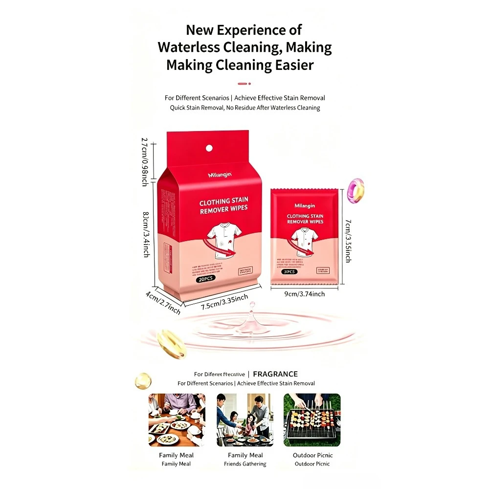 Clothes Stain Removal Wet Wipes Individual Wrapped Cleaning Wipes for Clothes Fabric Mini Instant Cleaner SAL99 view 4