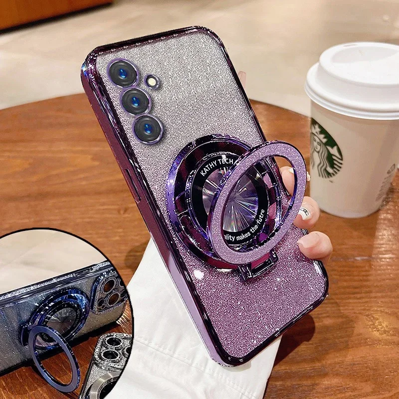 Samsung S24FE Case Luxury with bracket Glitter Case For Samsung Galaxy Note 20 Ultra 10 S24 S23 S22 S21 S10 S9 Plus Case Holder