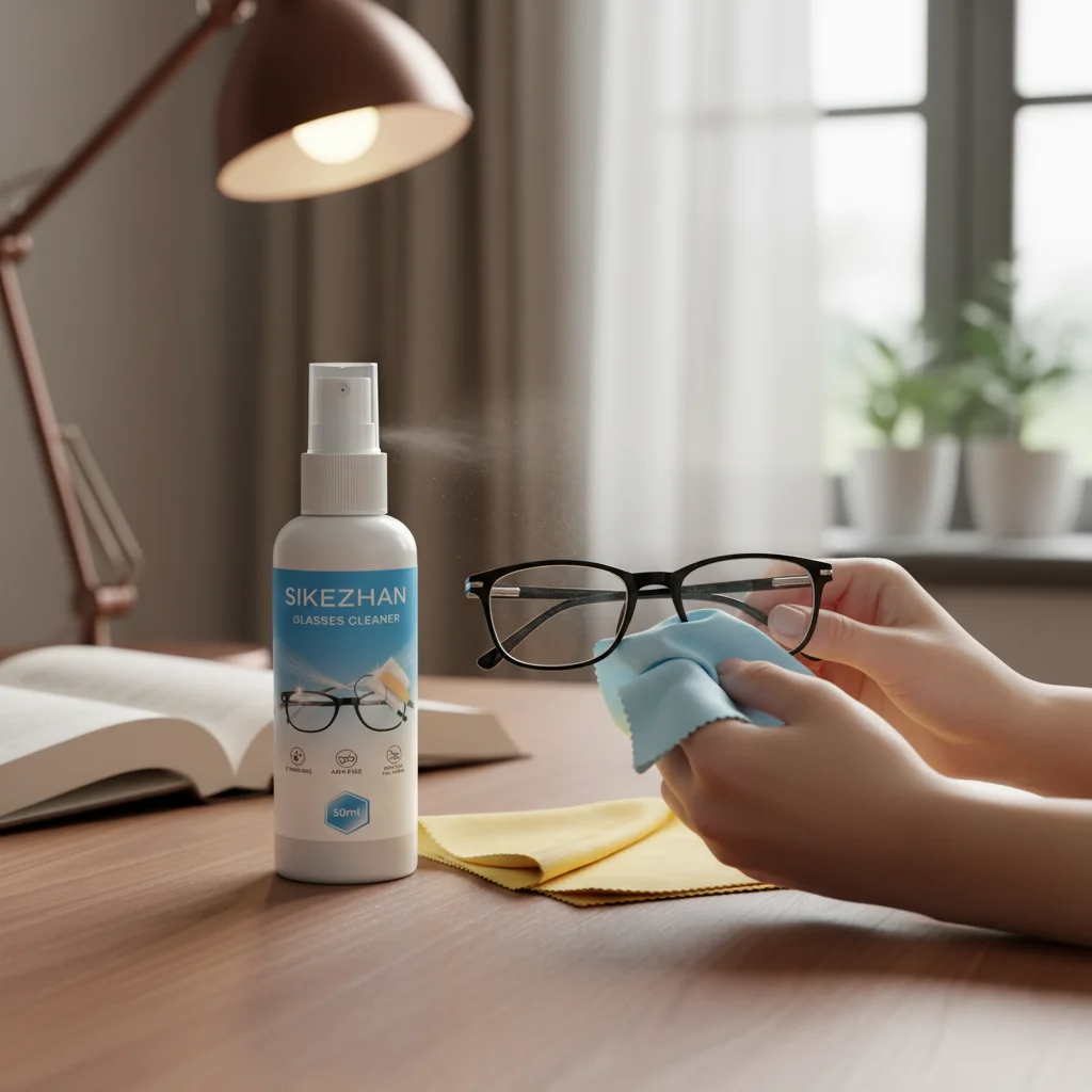 Detergente per lenti da vista da 50 ml con panno per la pulizia, ad asciugatura rapida, senza aloni, sicuro per lenti AR/polarizzate/fotocromatiche, cura degli occhiali