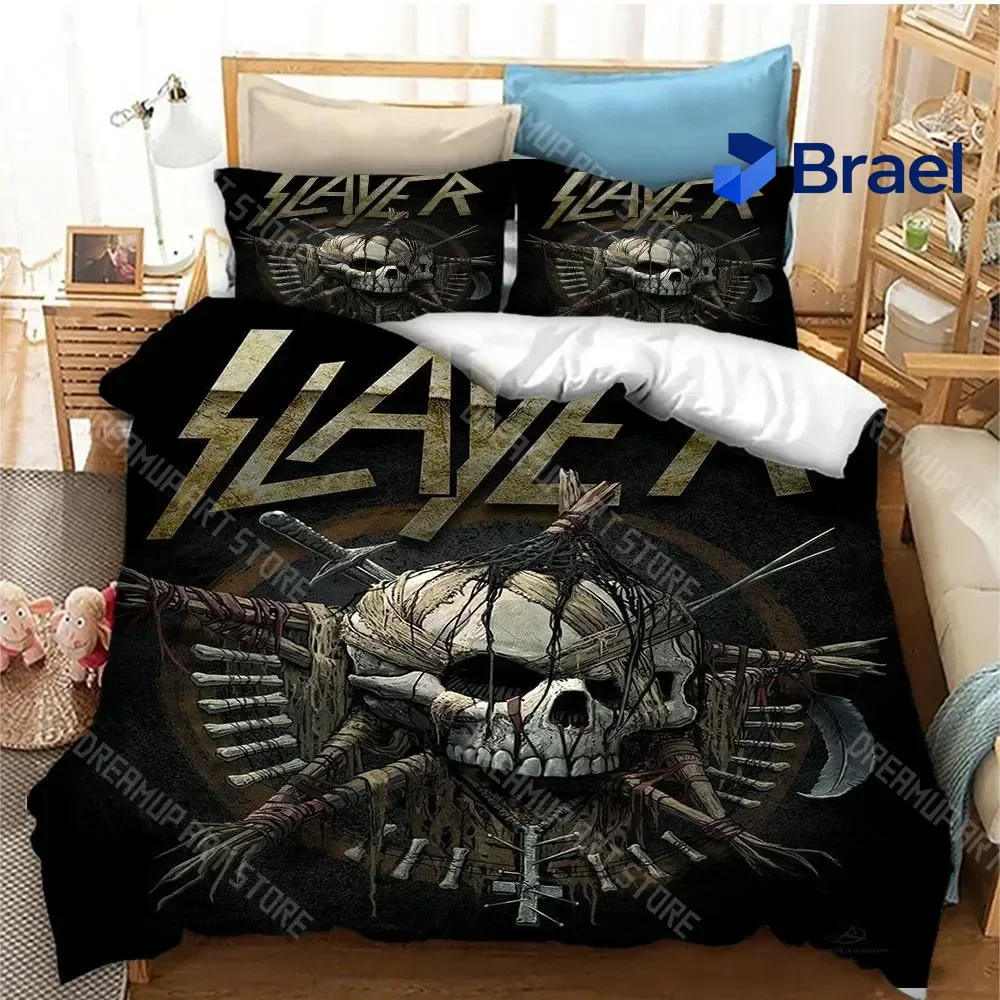 Exquisite 3D Print Slayer Rock Band Fashion Bedding Set Duvet Cover Bed Set Quilt Cover Pillowcase Comforter King Queen Size Boy